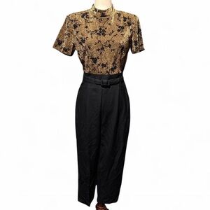 Vintage Black and Gold Women's Jumpsuit